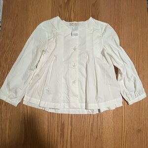 Zara girls' white pleated poplin shirt. Size 11-12 peasant